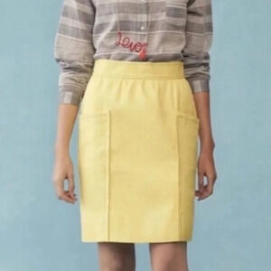 Anthropologie Cartonnier yellow pencil skirt. Size 8.